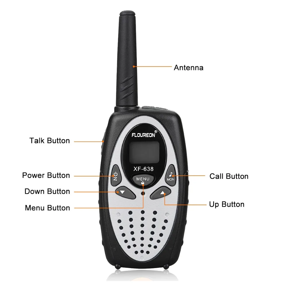Floureon 8 каналов рации UHF400 470MHz двухстороннее радио 3 КМ Домофон серебро