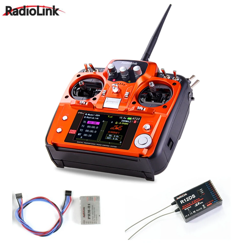 RadioLink AT10 II 2,4 Ghz 10CH RC передатчик с R12DS приемником PRM-01 модуль возврата напряжения с шейным ремешком для подарка