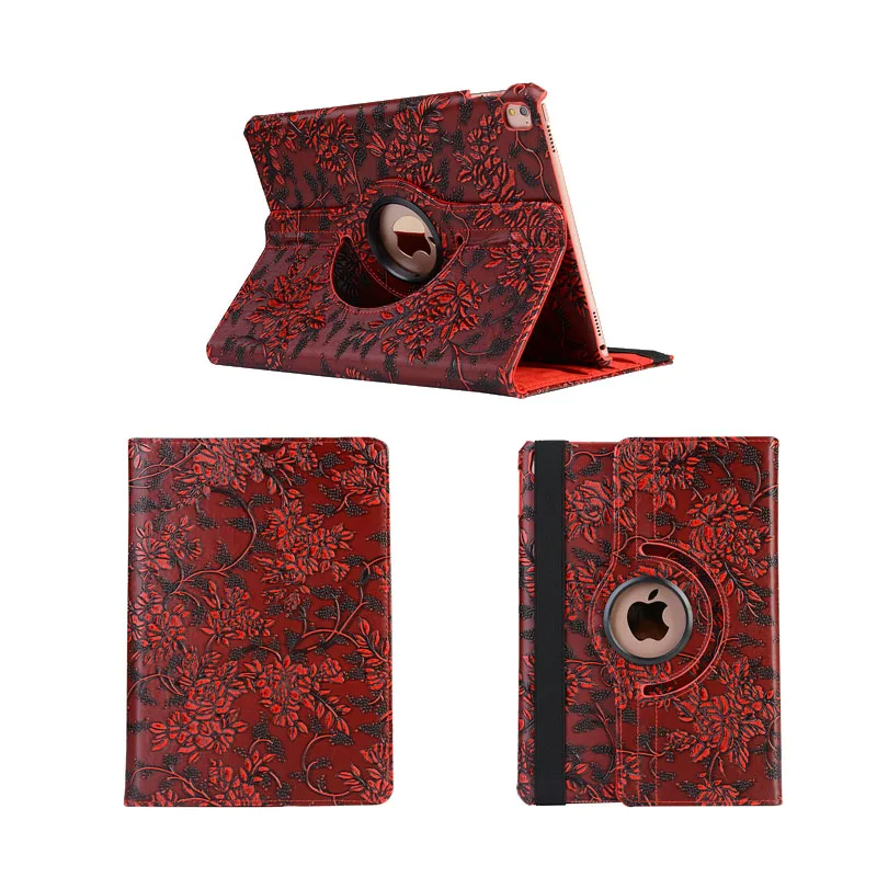 red-PTW Кожаный 360 Вращающийся чехол для Apple ipad 9,7 дюймов Air/Air 2 retina чехол ультра тонкий Авто сон для нового ipad крышка - Цвет: red-PTW