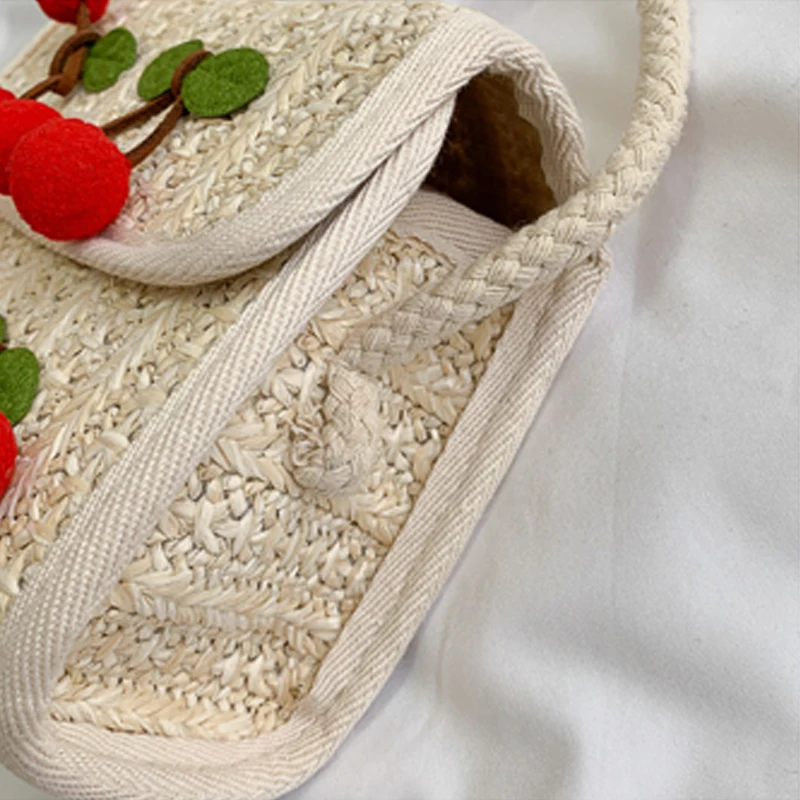 pudcocobaby/детская соломенная плюшевая сумка из ротанга для маленьких девочек; тканая квадратная сумка через плечо; пляжные летние сумки;