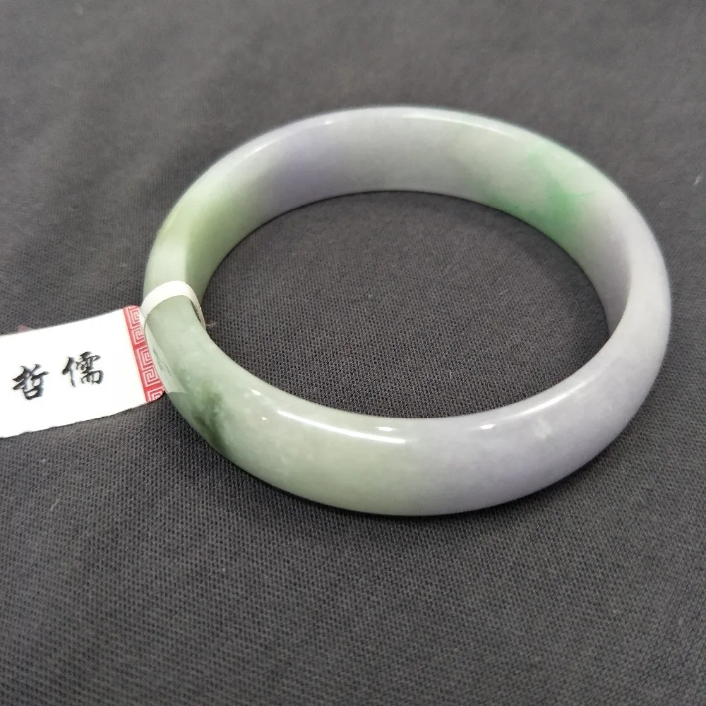 

Send A certificate natural Jadeite bracelets carved violet light green two-color 54-61mm female bracelet jewelry gift