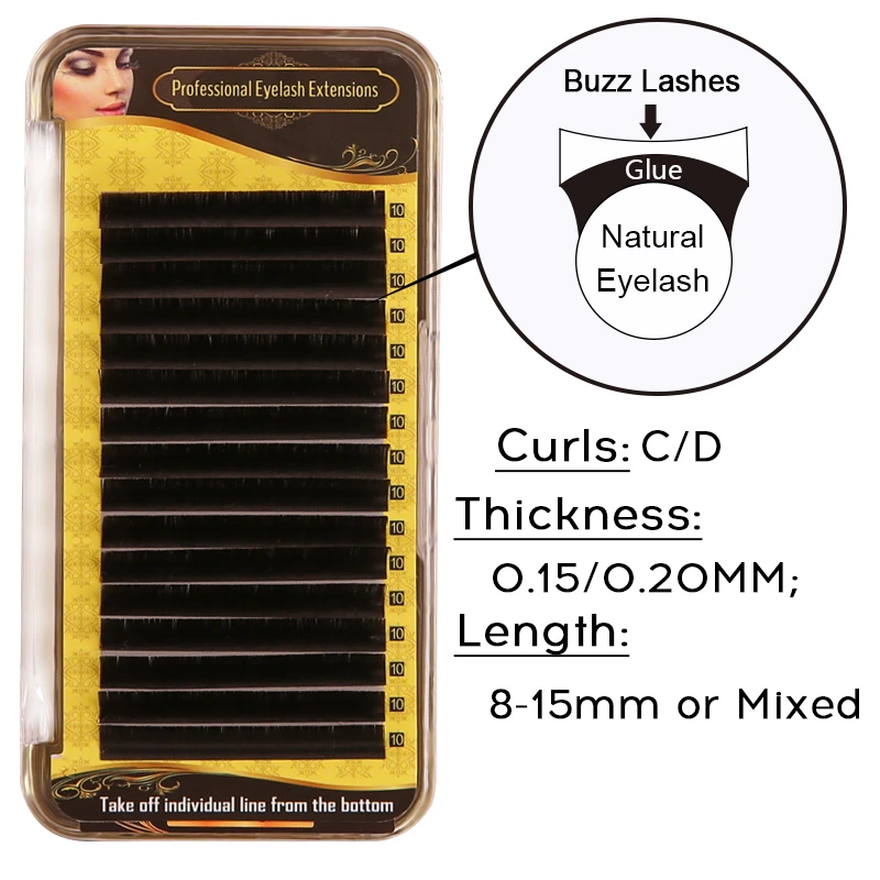 Buzz Lashes ресницы 16 линий/палетка Flat Разделение Совет кашемир плоским эллипса Форма