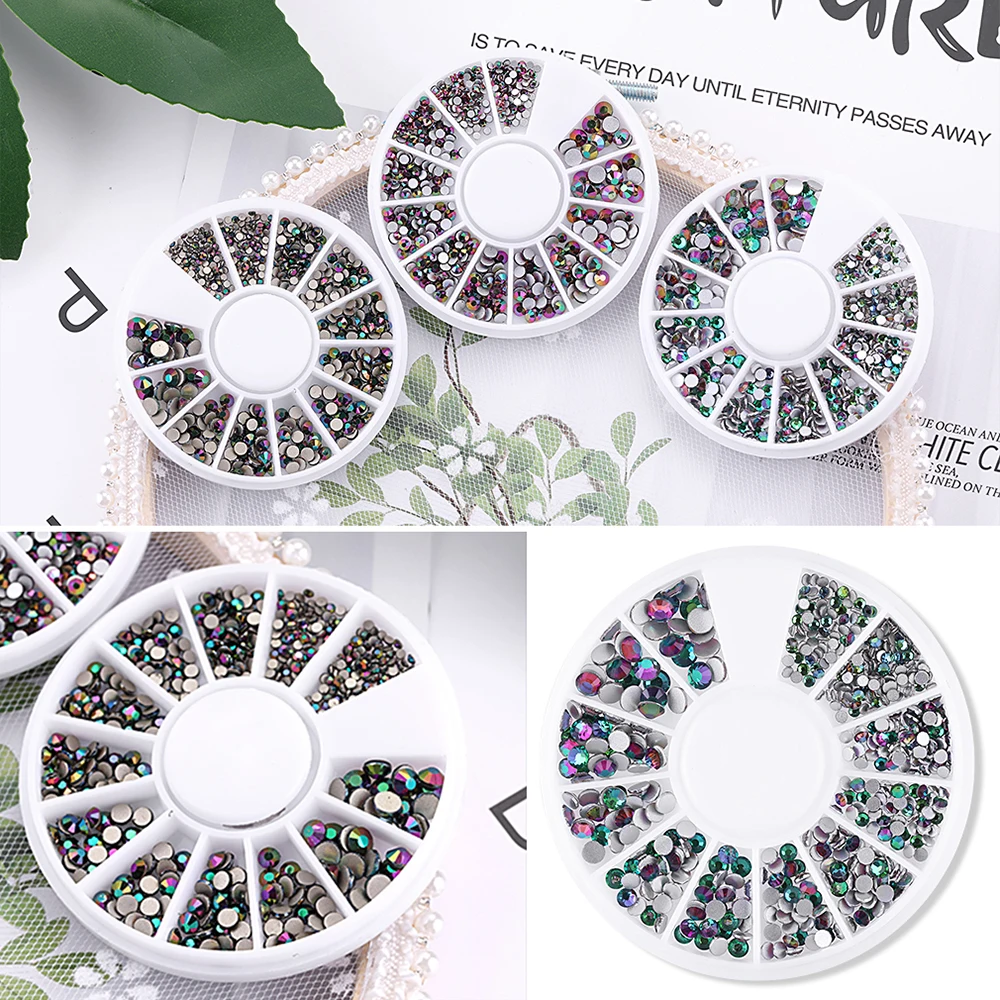 Блестки для дизайна ногтей с плоским дном 12 цветов|Стразы и украшения| |
