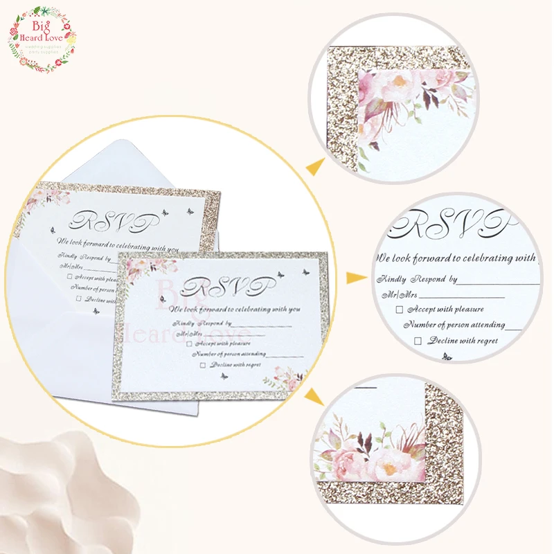 50 шт. открытки-пригласительные на свадьбу и день рождения | Дом сад