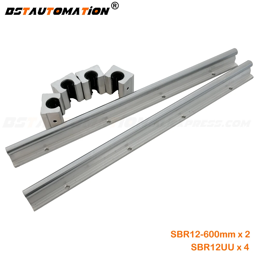 

2Set SBR12 600mm Fully Supported Linear Rail Slide Shaft Rod With 4Pcs SBR12UU Bearing Block For CNC Router Parts