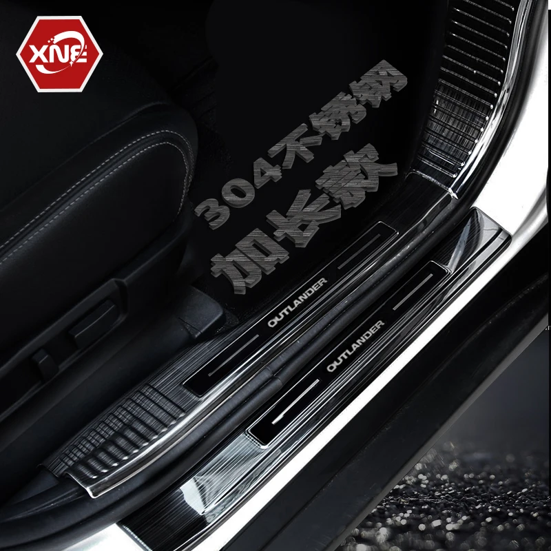 Для Mitsubishi Outlander 2013- Автомобильный задний бампер протектор Подоконник багажник рельефная пластина Обрезка пластина/дверной порог автомобильные аксессуары
