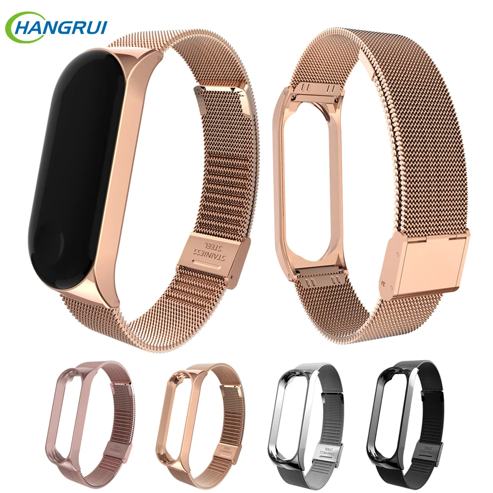 Браслет из нержавеющей стали с металлическим ремешком для Xiaomi Mi Band 3 4 сменный Ремешок для смарт-часов аксессуары для смарт-часов
