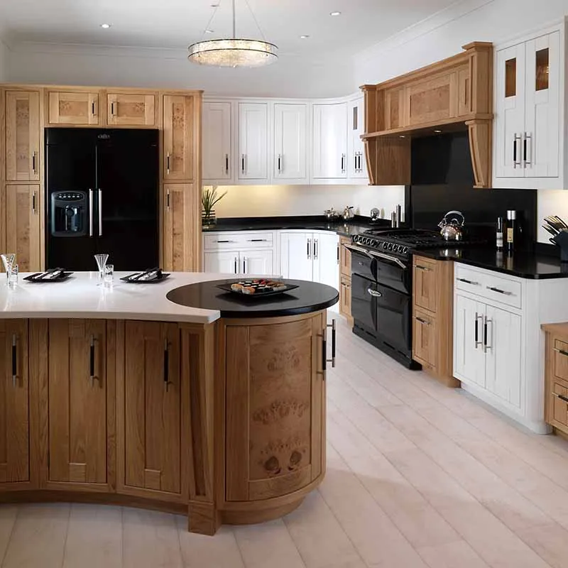 Твердый деревянный водонепроницаемый кухонный шкаф с островным