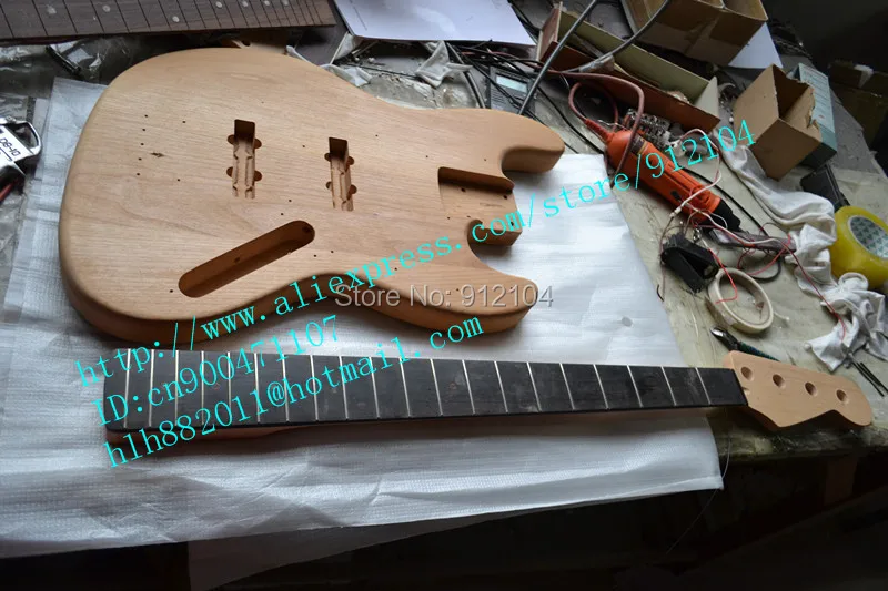 Бесплатная доставка новая необработанная электрическая бас гитара с корпусом из