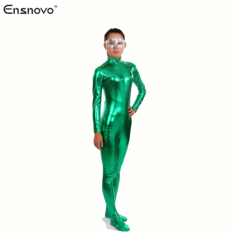 Женский блестящий костюм Ensnovo голубой с воротником под горло из нейлона вечерние