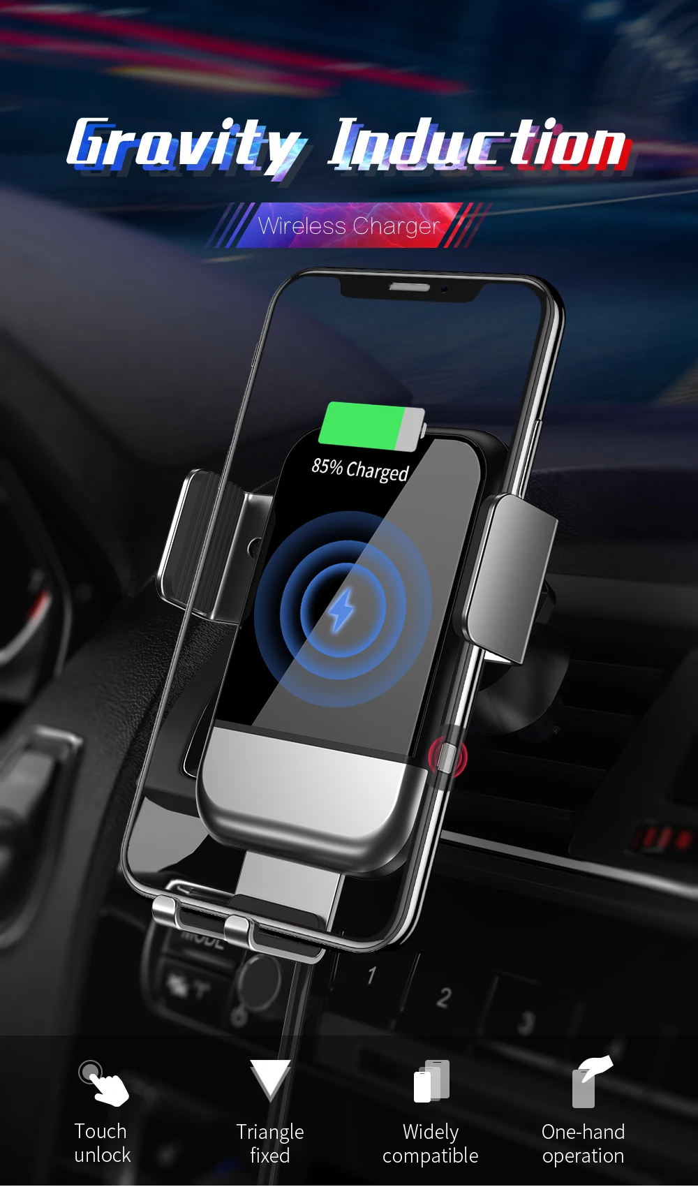FPU Qi автомобильное беспроводное зарядное устройство для iPhone Xs Max XR X 8 10 Вт быстрая Беспроводная зарядка для samsung S10 S9 S8 Автомобильный держатель для телефона зарядное устройство