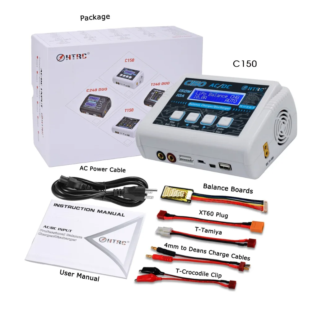 Горячая HTRC C150 Lipo зарядное устройство батарея Rc AC/DC 150 Вт 10A RC Баланс Dis зарядное устройство для LiPo LiHV LiFe Lilon NiCd NiMh Pb батарея