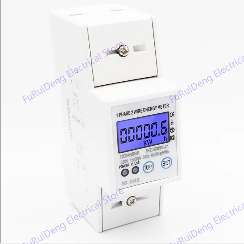 Однофазный двухпроводной RS485 MODBUS протокол ЖК-дисплей с подсветкой 220 В/230 В 50 Гц/60 Гц din-рейку ваттметр счетчик энергии Ватт метр