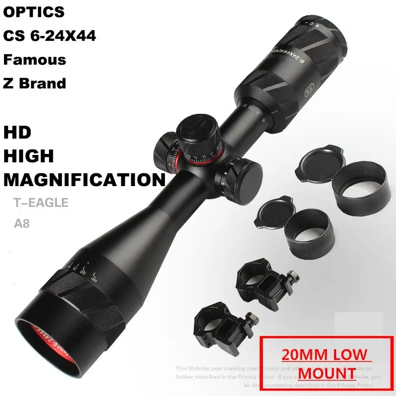 CS6-24X44 20MM-LOW Горячий бренд оптический прицел 4-16X44 прицел охотничий оптический прицел охотничья оптика красная точка Chasse Aim охотничья Оптика прицел - Цвет: CS6-24X44 20MM-LOW