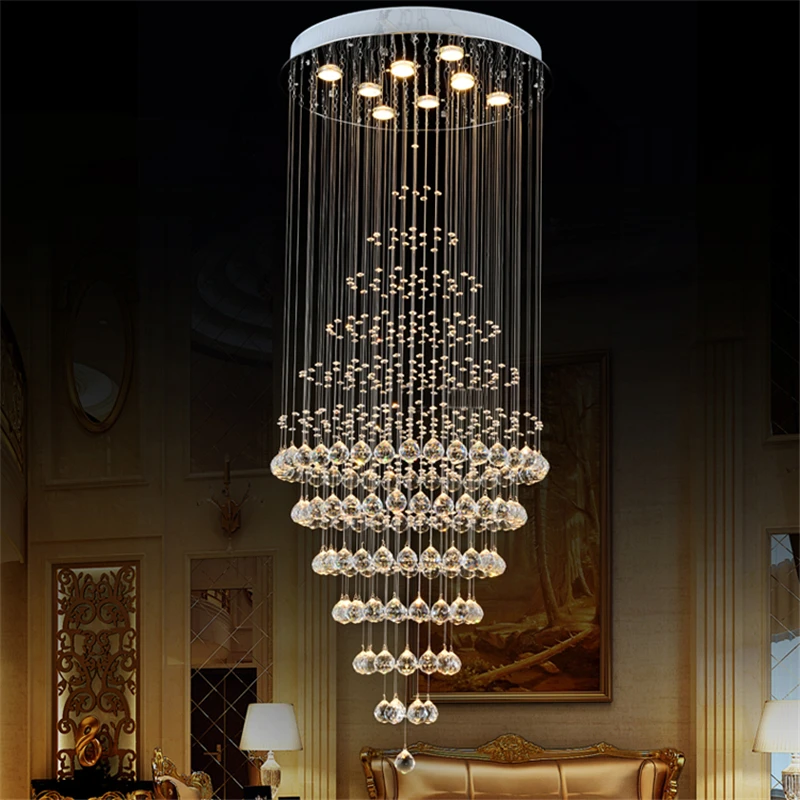 Fiyat Qyartistry Için Modern Kristal Avize Merdiven Spiral Tasarım LED Kristal Lamba Lüks Asılı Kapalı Koridor Aydınlatma Armatürü