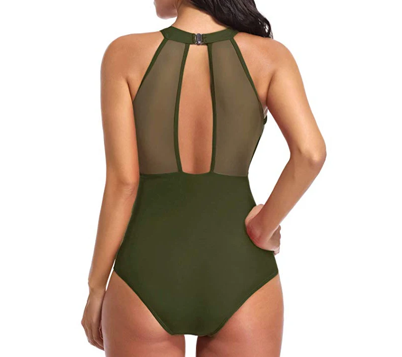Tummy Control Swimwear Bathing Suits for Women One Pieces Mesh High Neck Monokini | Спорт и развлечения