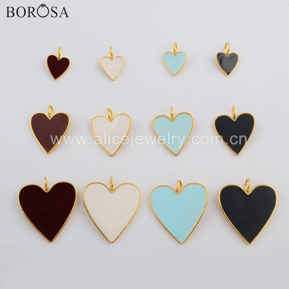 BOROSA 20 шт. в форме сердца смешанные цвета три размера золотой цвет бусина-подвеска для ожерелья/серьги ручной работы WX1103
