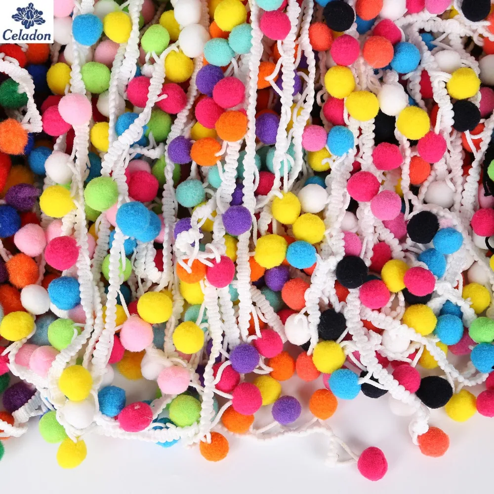 2 ярда 30 мм смешанный цвет кружево с помпонами кисточка помпон отделка шары лента