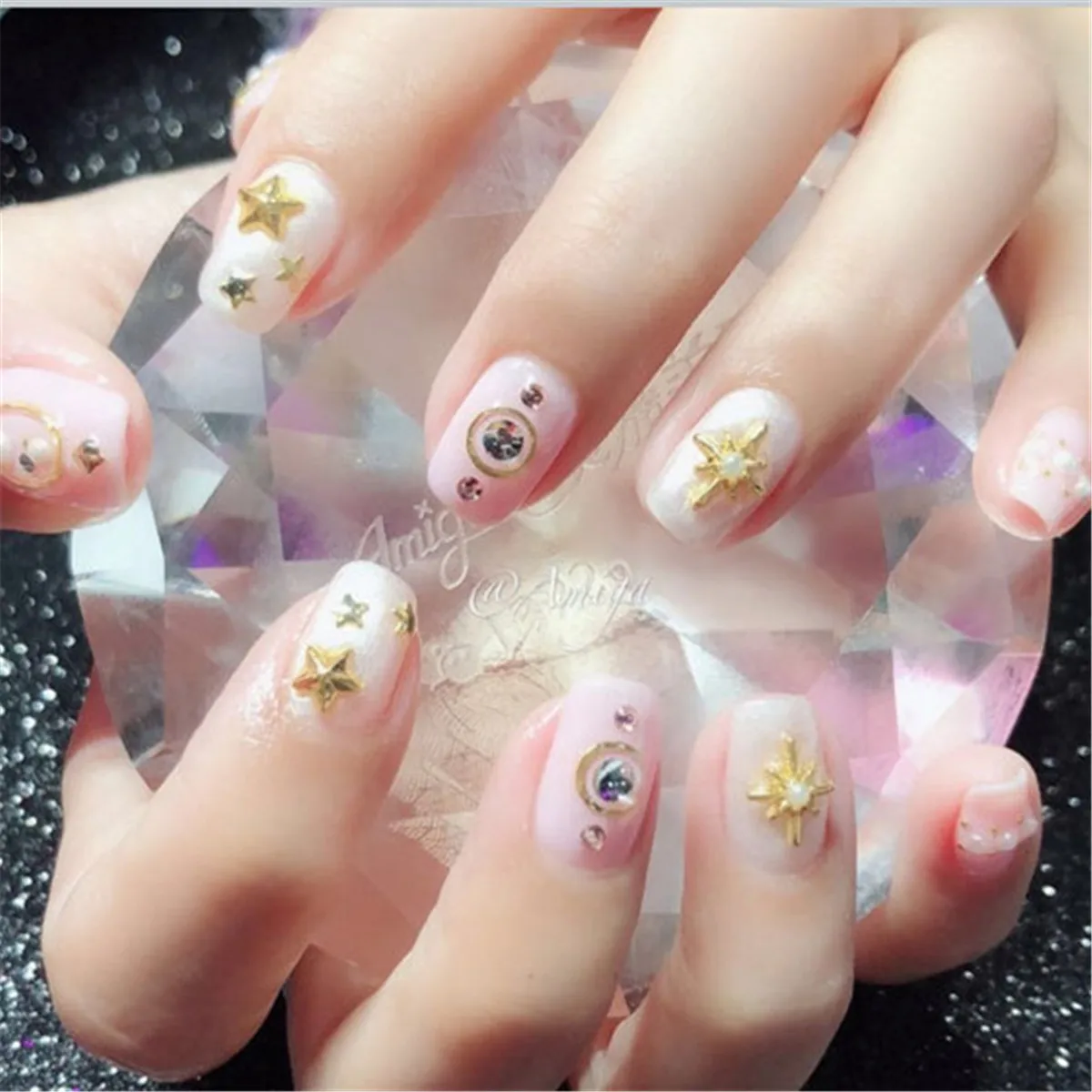 5 шт. металлическая Луна Звезда Золото Мини заклепки Сплав компонент 3D