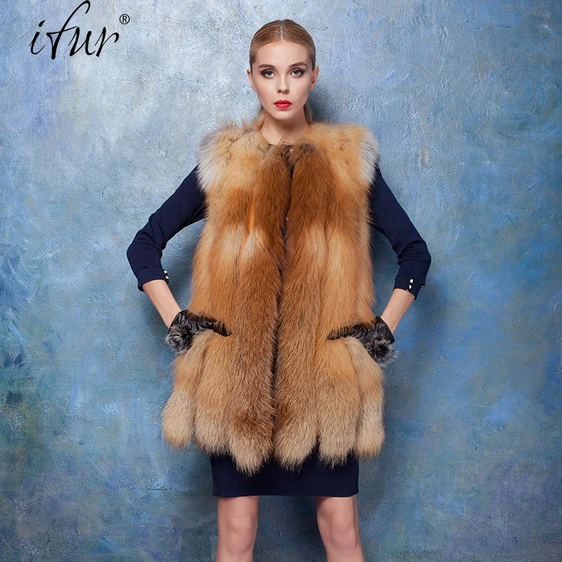 2021 Ифура новый высокого качества Дикий меха лисы длинные Меховой жилет импортная