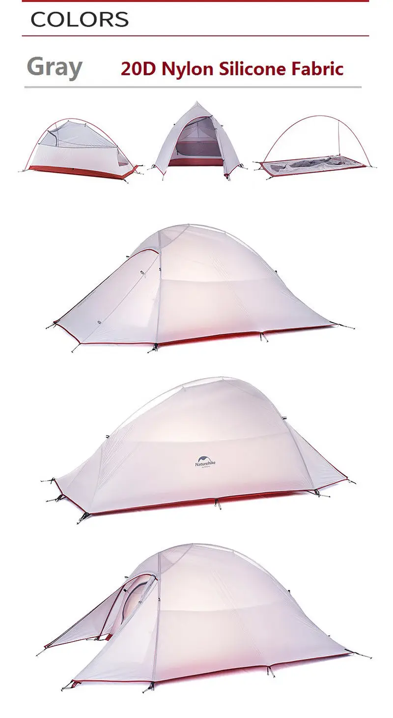 Naturehike CloudUp серии Сверхлегкий альпинистский тент водонепроницаемый 20D/210T ткань палатки для 1 человека с наземным ковриком