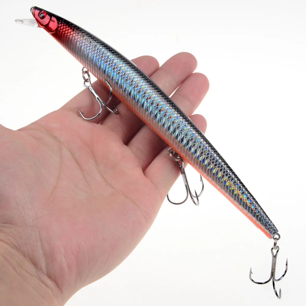 15 24g 18cm Peche большая блесна рыболовные приманки длинные литые Джеркбейт воблеры и крутящиеся приманки карп Морская рыбалка 3D глаза приманки из твердого пластика Pesca Isca - Цвет: 15 24g 18cm