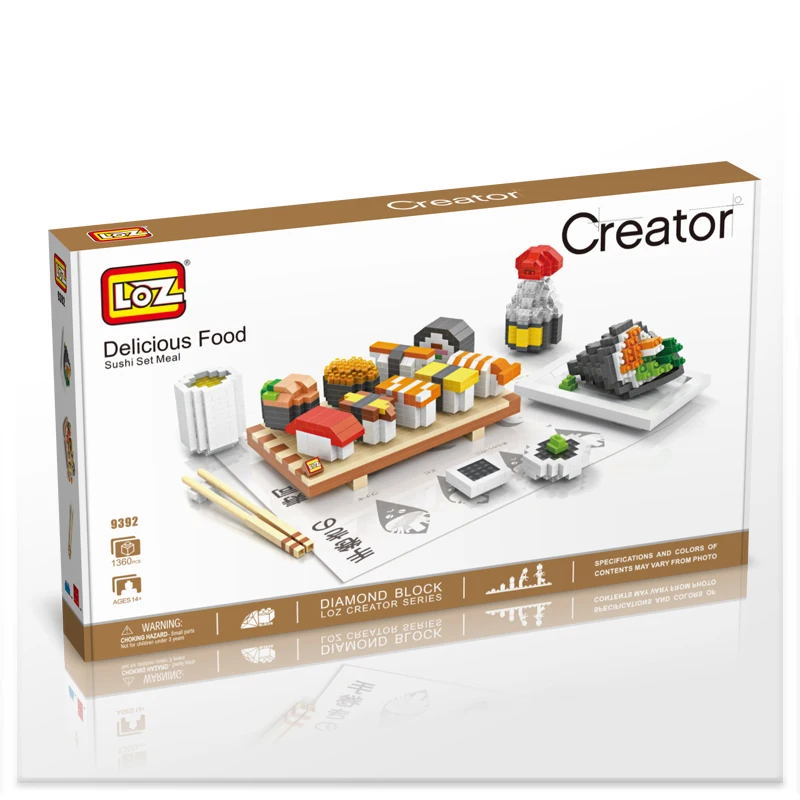 Строительные блоки LoZ Toy японские суши DIY фаст-фуд гамбургер чипсы молочный