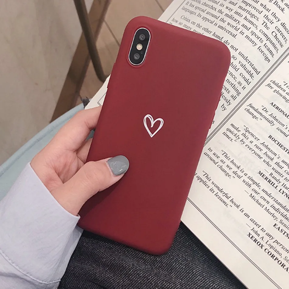 Wine Red Для Oneplus 7 7Pro чехол Love задняя крышка с принтом сердца для OnePlus 6 One Plus 5T 5 Ретро милый Узор Матовый Мягкий ТПУ чехол для телефона s - Цвет: Wine Red