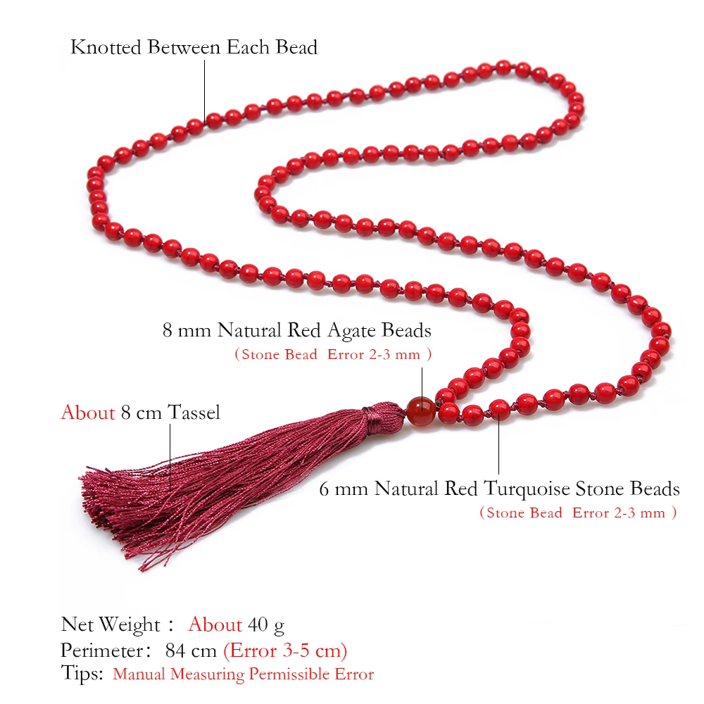 SHINUS BOHO Natural Stone Beads Long Necklace Classic Nepal Bead Tassel Hand Knotted for Women Yoga Meditation Jewelry | Украшения и