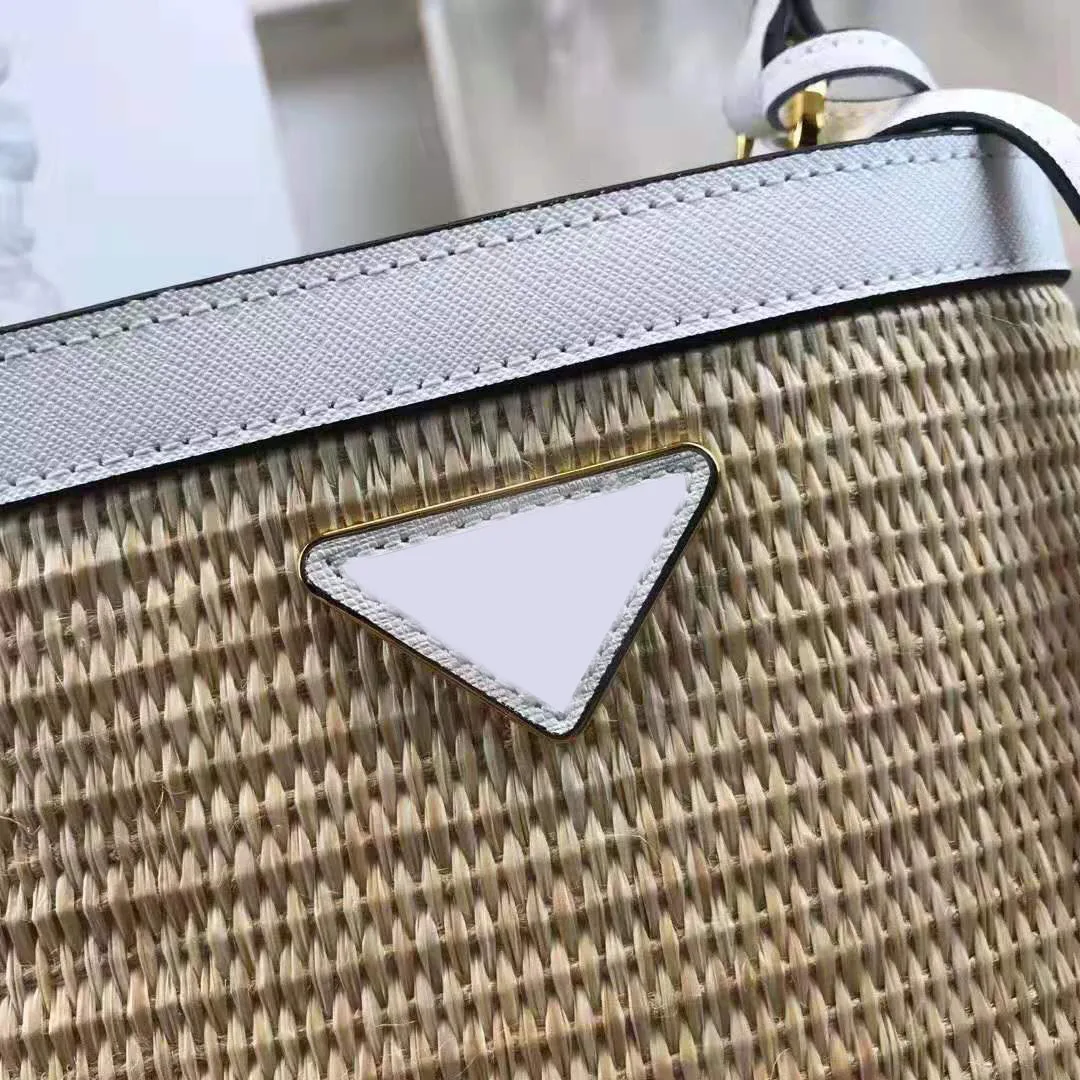 Женская сумка Роскошные брендовые дизайнерские сумки из ротанга соломенные сумки через плечо Saffiano из воловьей кожи пляжные сумки femme