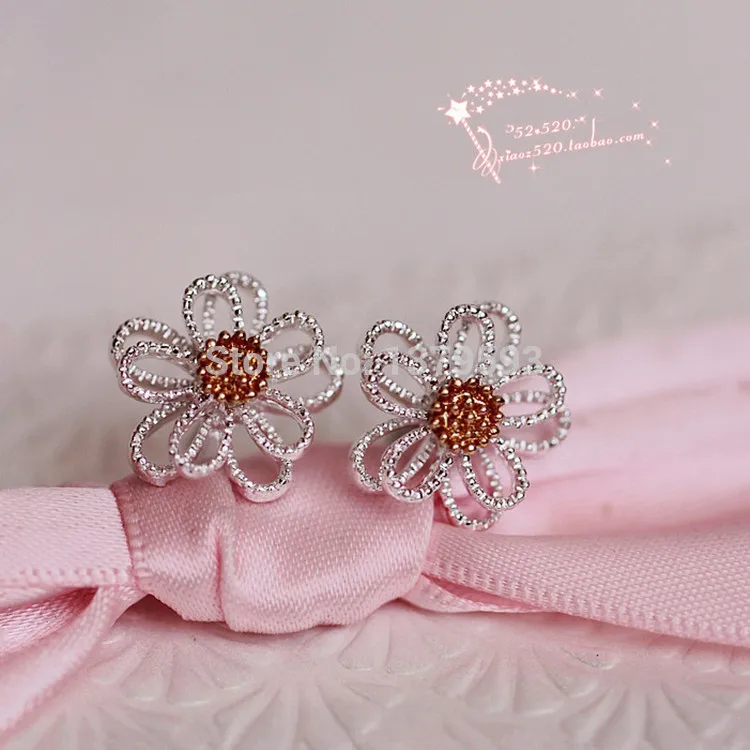 Korean fashion wild female flowers brushed silver-plated earrings big flower ear jewelry | Украшения и аксессуары