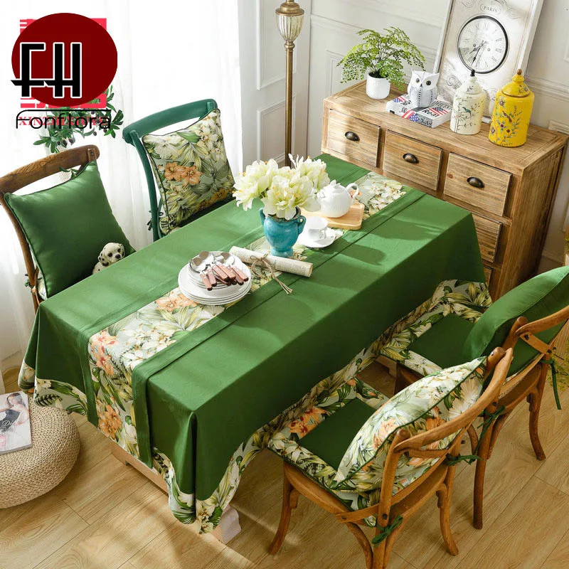 North European Luxury Table Cloth Solid Cotton Linen Fabric With Floral Home Decor Dining Cover Desk Single | Дом и сад