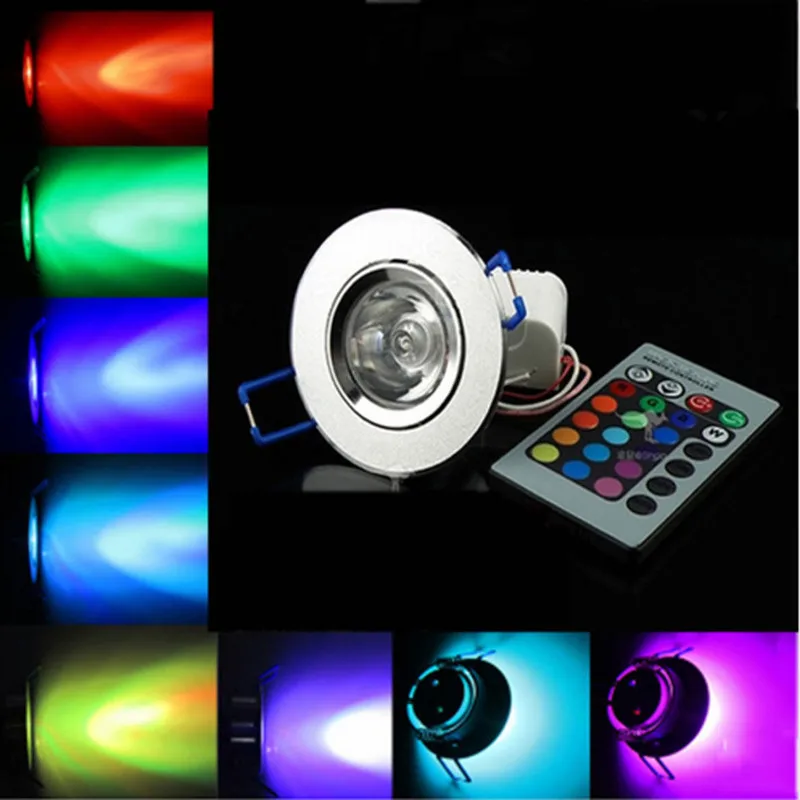 3 Вт RGB светодиодный потолочный светильник с Встраиваемые Светодиодные пятно света светильник лампы AC 90-260 V 3W вниз светильник переменного тока/DC 12V для дня рождения вечерние красочные светильник s