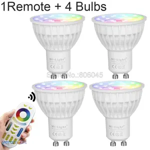 Светодиодный светильник с регулируемой яркостью MiLight, 4 Вт, GU10, RGB + CCT (2700-6500K), интеллектуальный Wi-Fi светодиодный прожектор, FUT103, 2,4G, RF, беспроводной пульт дистанционного управления
