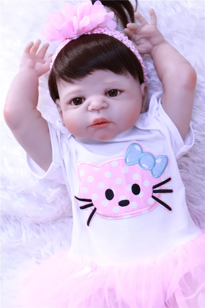 57 см реалистичные силиконовые Reborn Baby Menina Alive 23 ''полный винил тела мода bonecas