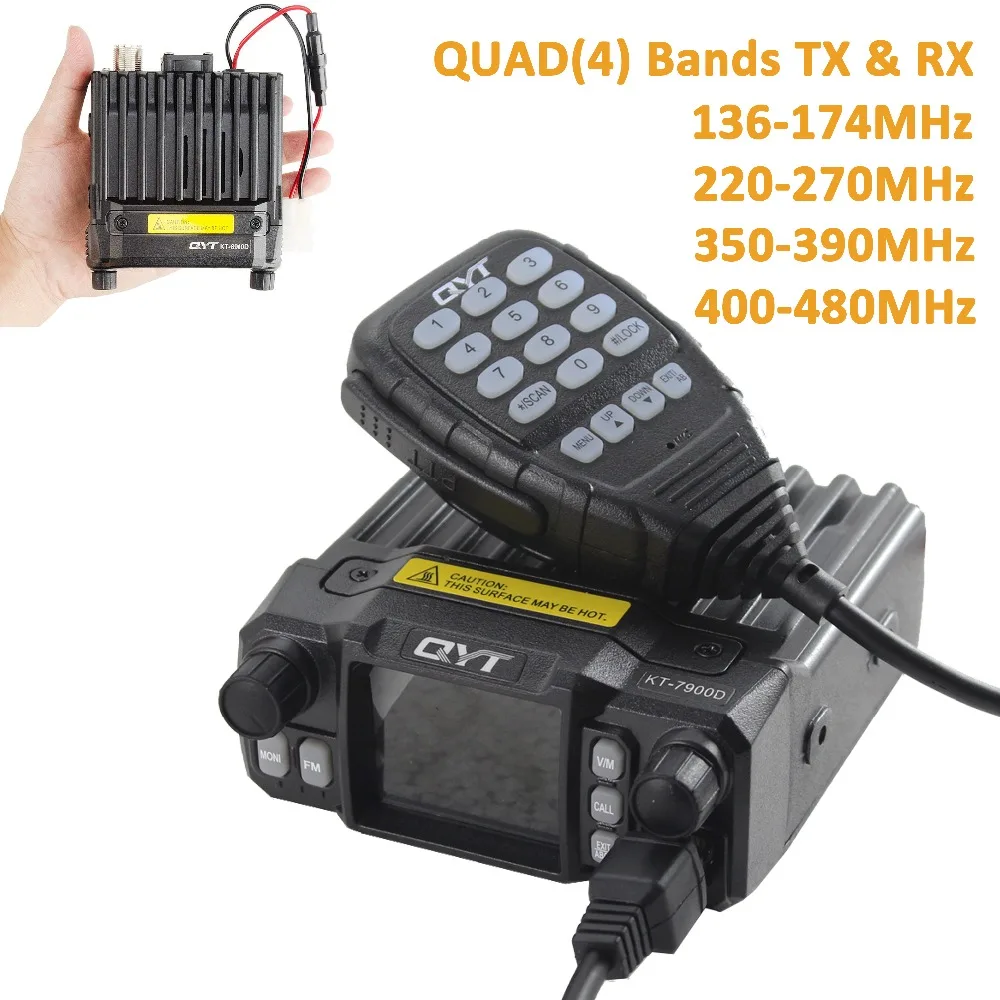 QYT KT-7900D автомобиля трансивер мобильное иди и болтай walkie talkie “иди и новое поступление KT-7900D Quad band/Quad Дисплей 144/220/350/440 МГц мобильный радио