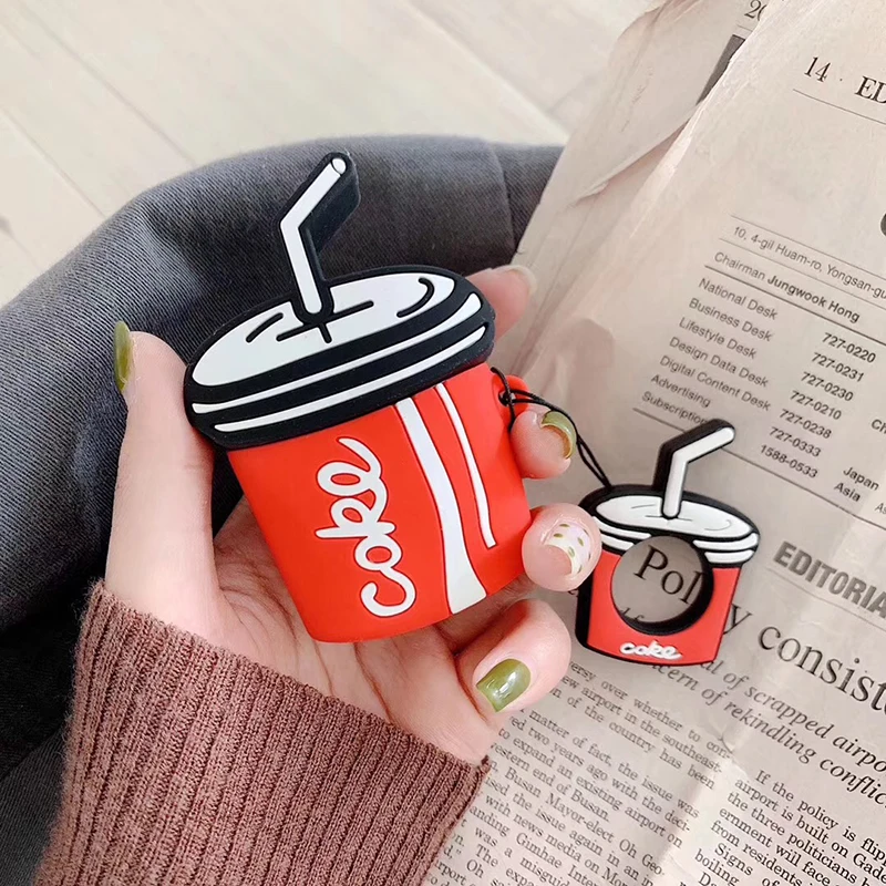 Силиконовый чехол 3D Cola Cup Milk tea с веревкой для защиты от потери аксессуары airpods