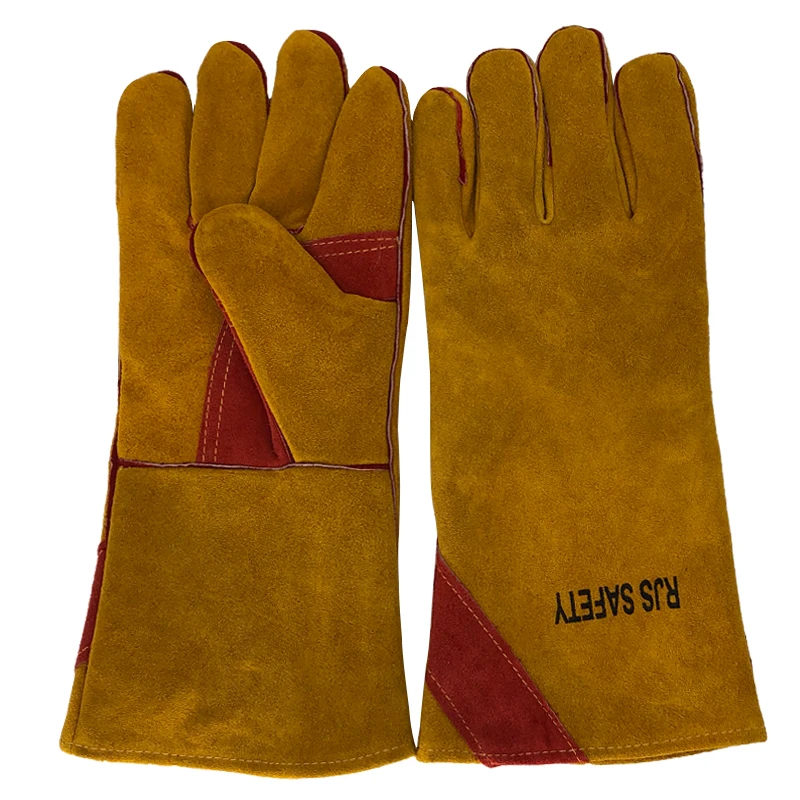 Рабочие перчатки длинные сварочные защитные из воловьей кожи спортивные