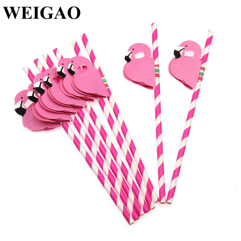 Flamingo Straw WEIGAO тропический Фламинго вечерние летние Луау надпись "Алоха Гавайи" тема Дети День рождения фольги Воздушные шары Декор ананас шар в виде фламинго - Цвет: Flamingo Straw