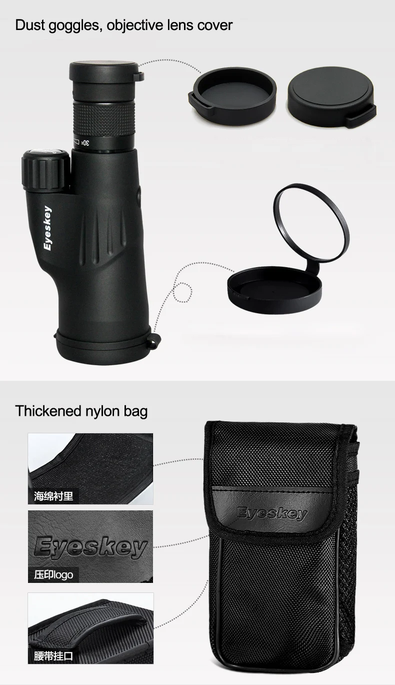 Монокулярный телескоп Eyeskey 10-30x50 с увеличением, мощный, многослойный, BAK4 призма, водонепроницаемый бинокль, Зрительная труба