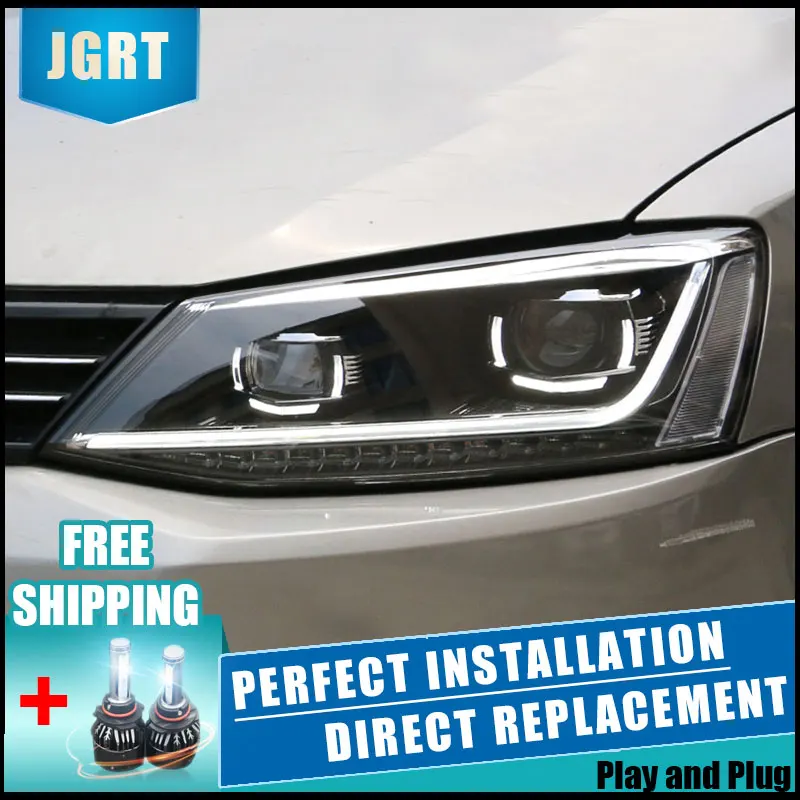 2 шт. светодиодный головной светильник s для Volkswagen jetta 11-18 Автомобильный светодиодный светильник s двойной ксеноновый Объектив Автомобильные аксессуары дневные ходовые огни противотуманный светильник