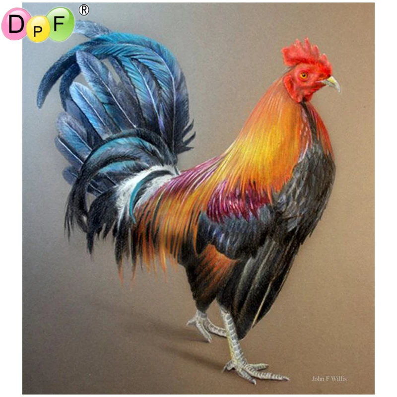 DPF 5D круглая Алмазная вышивка рукоделие Большой Цвет Петух алмазная живопись