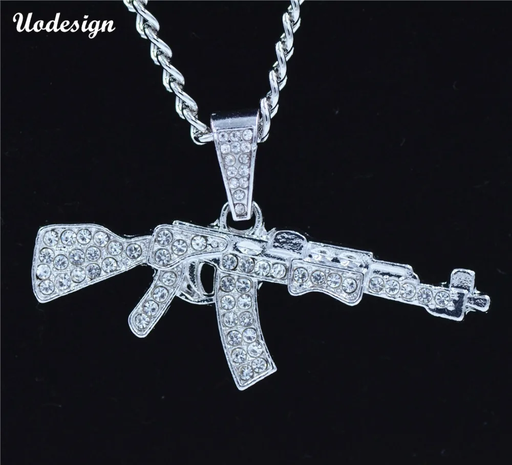 Модное Стильное ожерелье с подвеской в форме пистолета AK47 стиле панк украшение