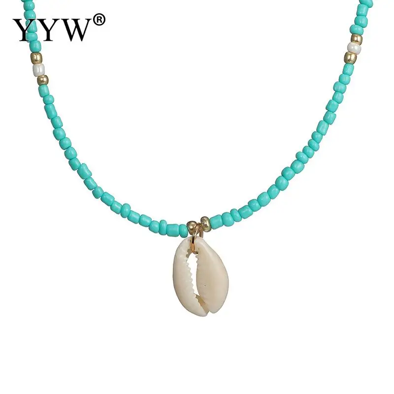 YYW женское ожерелье с зелеными бусинами подвеской золотого цвета | Украшения и