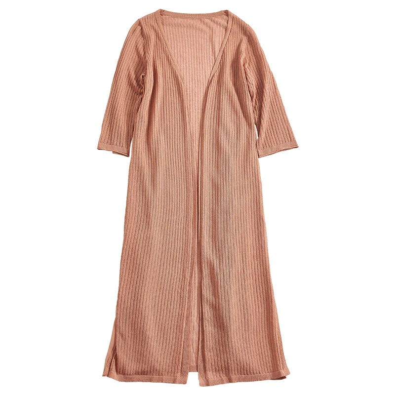 Knitted Cardigan Women 2019 Summer Long Over The Knee Sunscreen Shawl Coat Fashion Three Quarter Sleeve Thin Female Jacket M-XL |