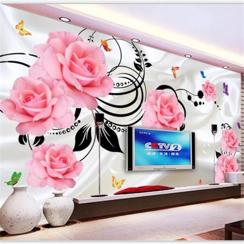 

beibehang Wallpaper custom large upscale living room bedroom sofa rose butterfly TV background wall wall papers home decor