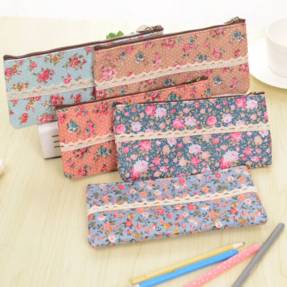 1 шт. винтажный цветочный кружевной чехол на молнии для карандашей фетровые сумки