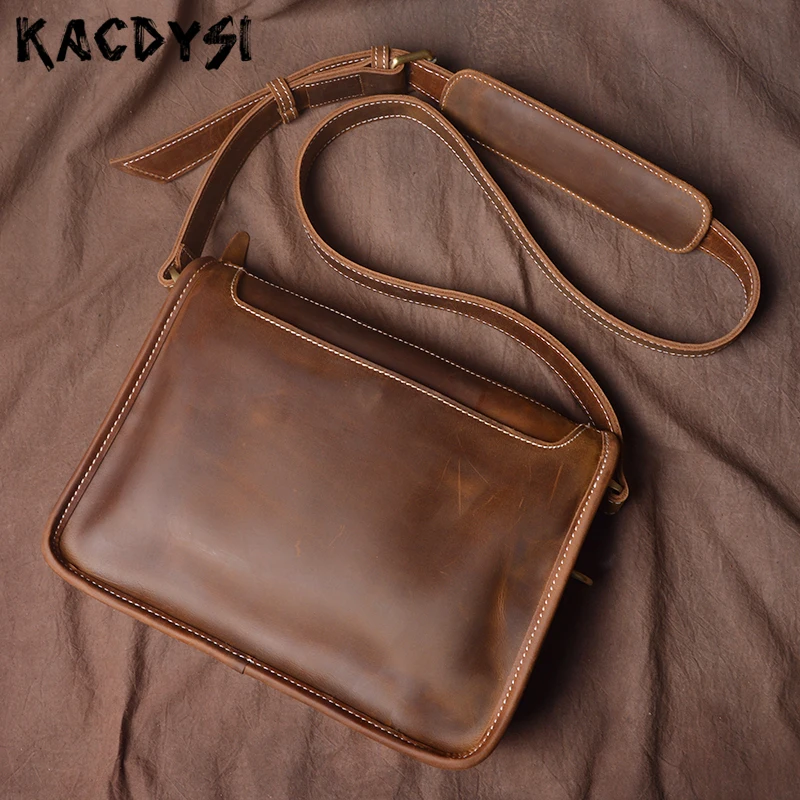 Оригинальная роскошная кожаная сумка мессенджер ручной работы Crazy Horse для мужчин