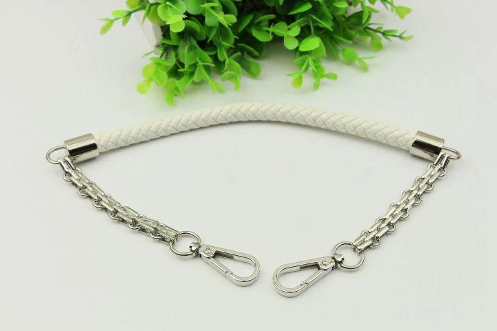 White DIY 50 см металлическая Серебряная цепочка сменные ремешки для сумок 18 цветов из искусственной кожи ручки для маленьких сумок, сумки аксессуары - Цвет: White