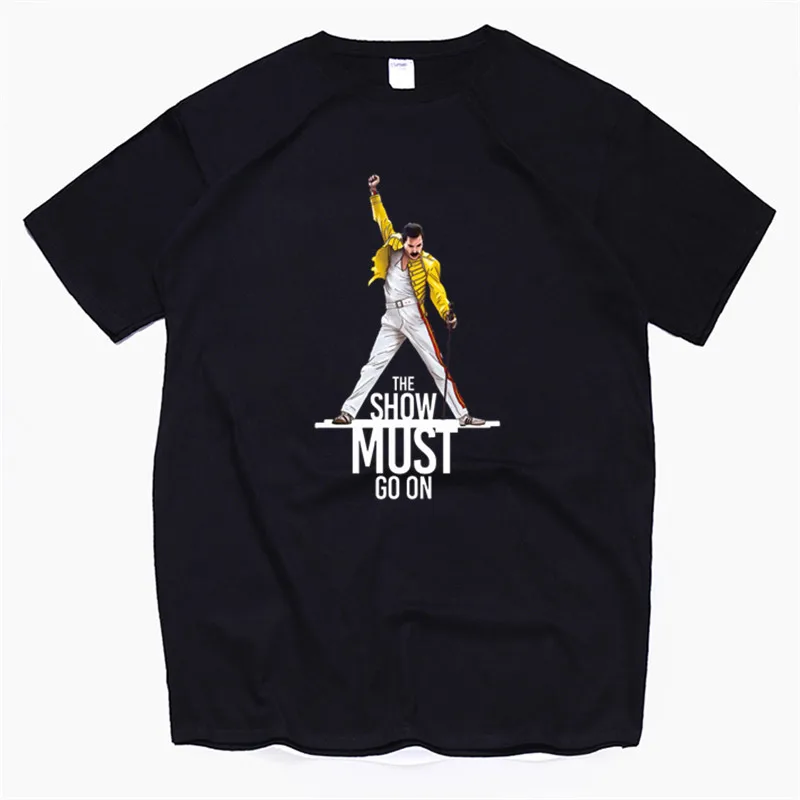 Мужские брендовые футболки Freddie Mercury, летняя футболка Harajuku для девочек, женская модная футболка с принтом группы королевы, футболки с коротким рукавом - Цвет: T49B-Black